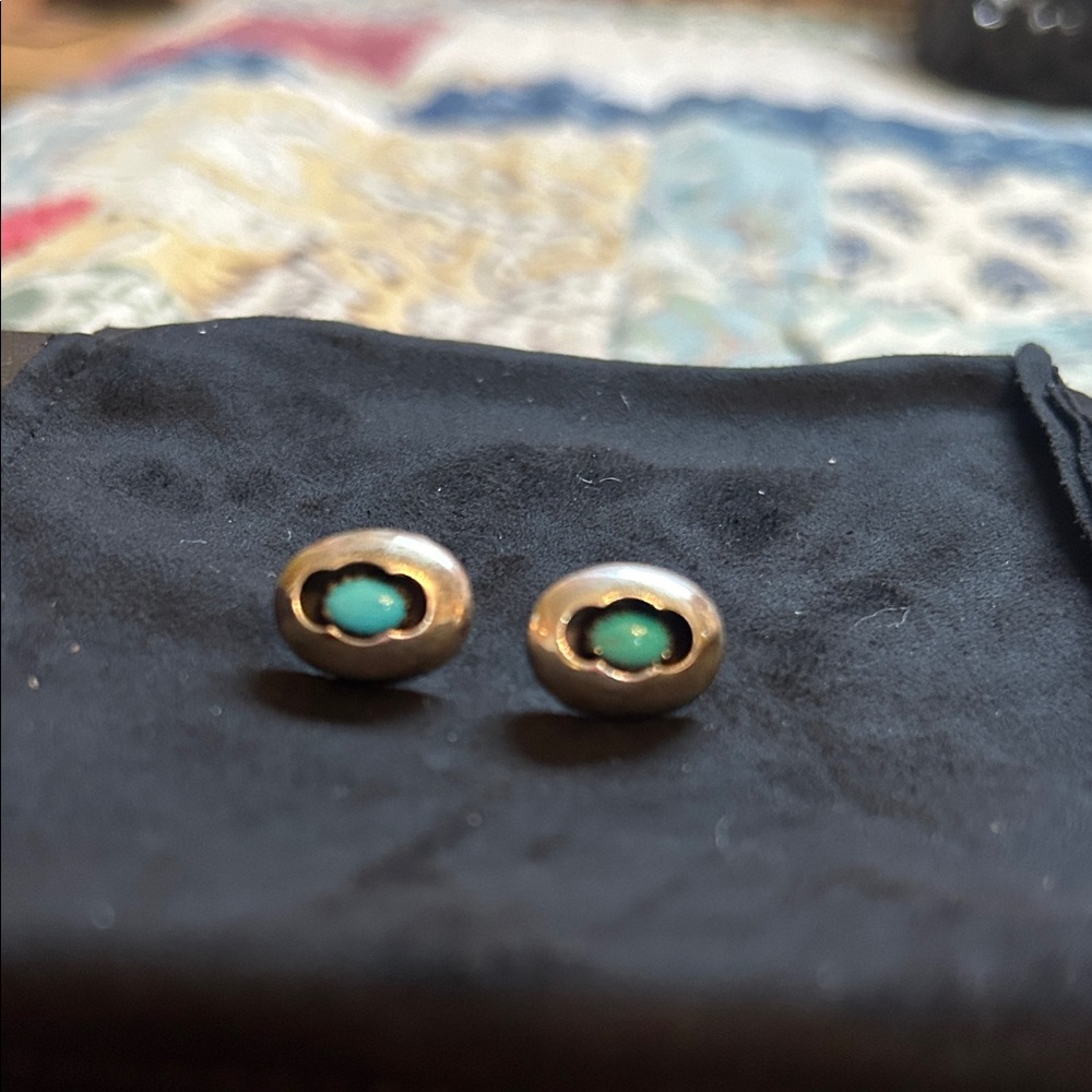 Elegant Silver and Green Stud Earrings